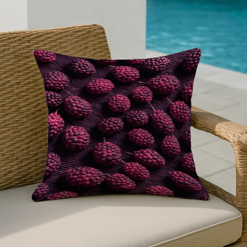 Indoor and Outdoor Throw Pillow, Square 18", Acai Berry