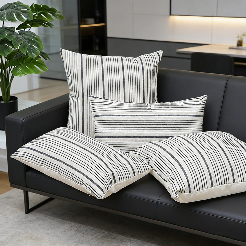 Set Of 2 12X20 Boho Farmhouse Throw Pillow Covers - Modern Color Woven Stripe Decorative Cushion Cases - Textured Nordic Accent Pillowcases For Sofa & Bed