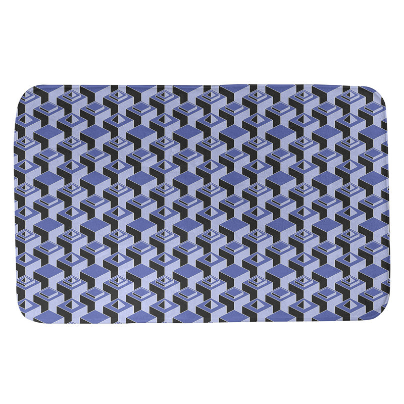 Jordao Memory Foam Non-Slip Bath Rug, 17" W x 24" L, Blue/Black
