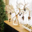 Faux Gold Sparkle Manzanita Branches in Amber Tone Ball Vase Extra Large Holiday Centerpiece Water Illusion Arrangement