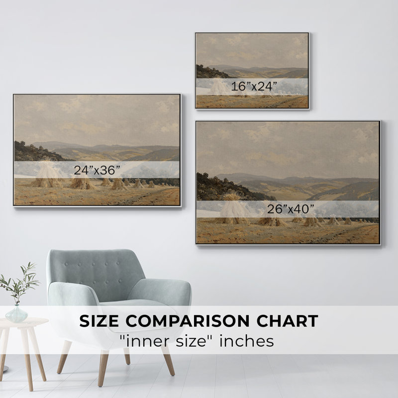 Paysage rétro - DCLxxxix, Toile encadrée flottée blanche, H 17 po x l 25 po x P 2 po