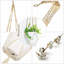 Ensemble de 4 cintres de jardin suspendus en corde de coton tissée à la main avec pot de fleurs et pampilles, 41 po, beige