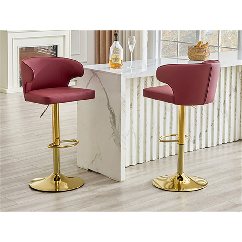 Chaise de bar moderne rotative réglable, 4 pièces, Blanc et argent, 4, Blanc et argent