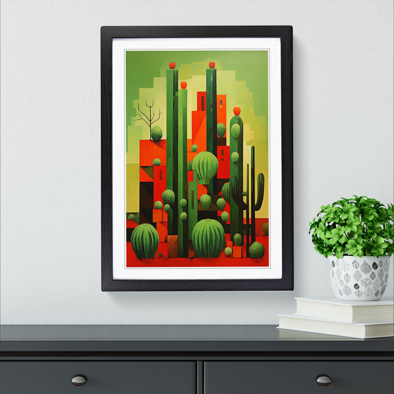 Cactus Constructivism - Framed Print, Black Framed, 46cm H x 34cm W x 2cm D