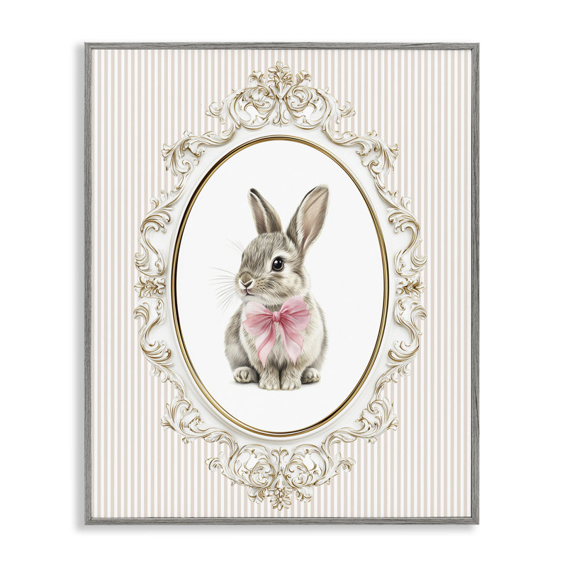 Ornate Border Bunny, estampe numérique, design par Christine Simpson Art, H 20 po x l 16 po, Estampe numérique Farmhouse