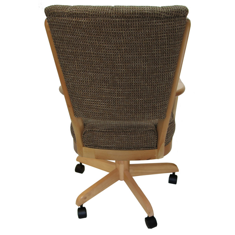 Eowyn Swivel Dining Caster Chair with Arms, Natural, Checkered