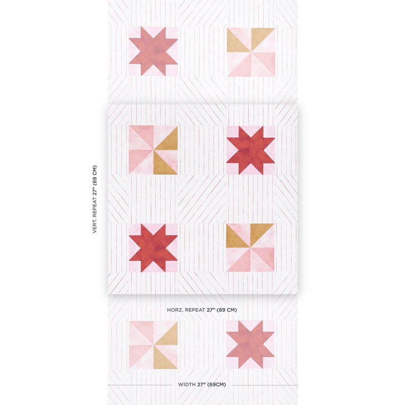 Schumacher x Backdrop Alexander Wallpaper, Red/Earthy Pink