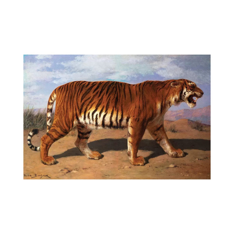 Stalking Tiger by Rosa Bonheur - Wrapped Canvas Painting, 20.32 cm H x 30.48 cm W