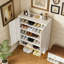 Armoire à chaussures à 2 portes, range-chaussures dissimulé à 7 niveaux en métal, armoire de rangement étroite moderne avec tablettes réglables