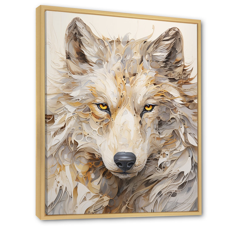 Minimalisme beige loup expression III, reproduction d'art sur toile, Cadre naturel flottant, H 32 po x l 16 po x P 1 po