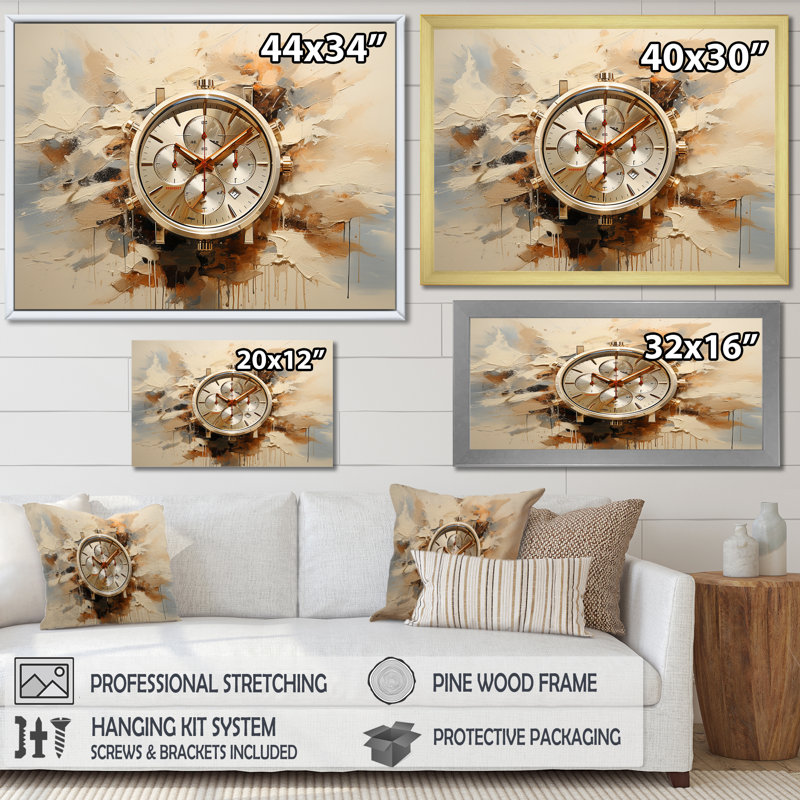 Minimalisme, montre de luxe III sur toile, H 16 po x l 32 po x P 1 po, Cadre flottant noir