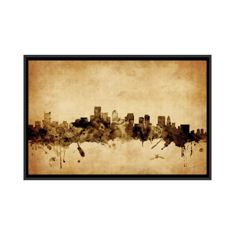 Foxed (rétro) série d’horizons : boston, massachusetts, usa, impression sur toile tendue, H 32 po x l 48 po x P 1,5 po