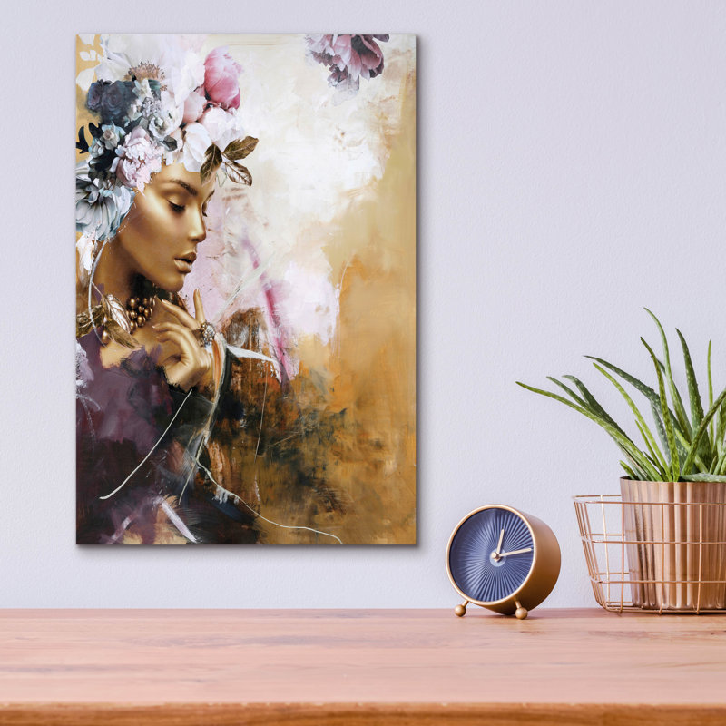 «Gold On Purple Couture» par Design Fabrikken, art mural en acrylique, 12 po x 16 po