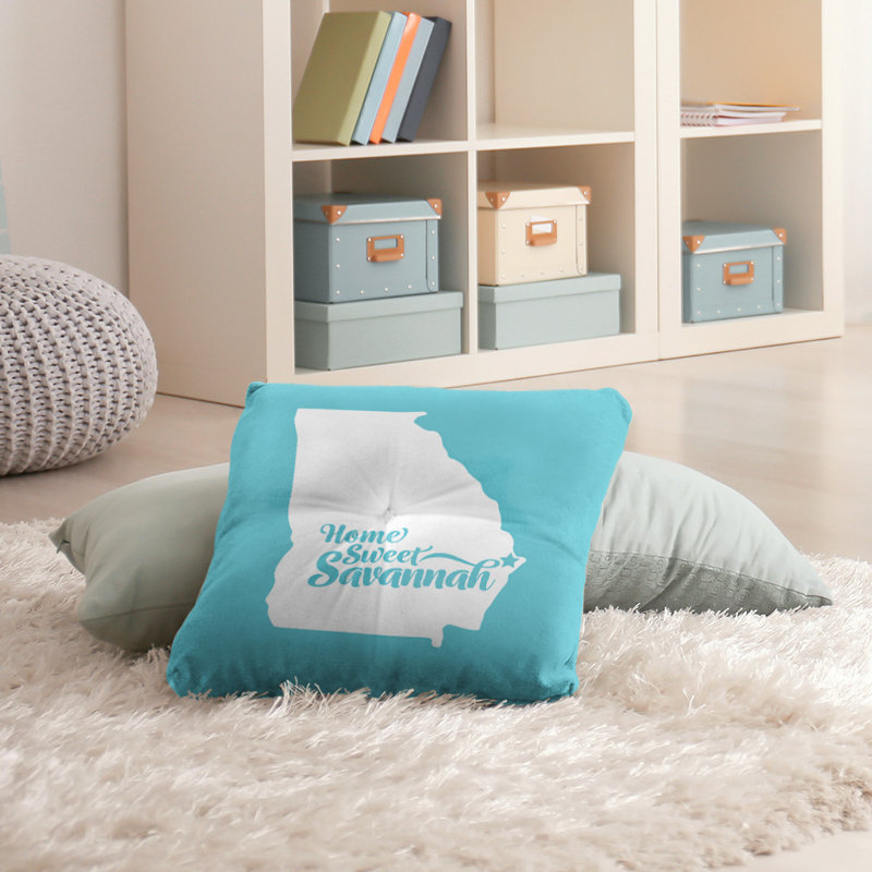 Reversible Throw Pillow, 36" H x 36" W, Savannah/Georgia, Teal