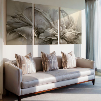 3 Pieces Exculisive Modern Geometric Floral Large Wall Art with Bold, Modern Canvas Decor for Living Room, Bedroom, Office and Home, Ready to Hang