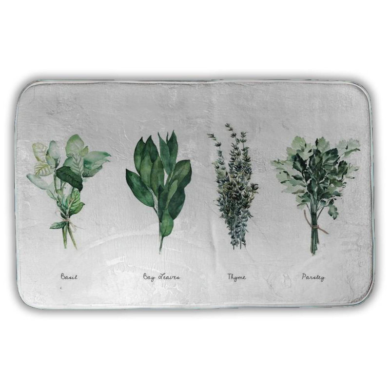 Fine herbs Bath Mat with Non-Slip Backing - Quick Dry Memory Foam Bathroom Rug - Absorbent - Modern Plush Spa-Style - Machine Washable