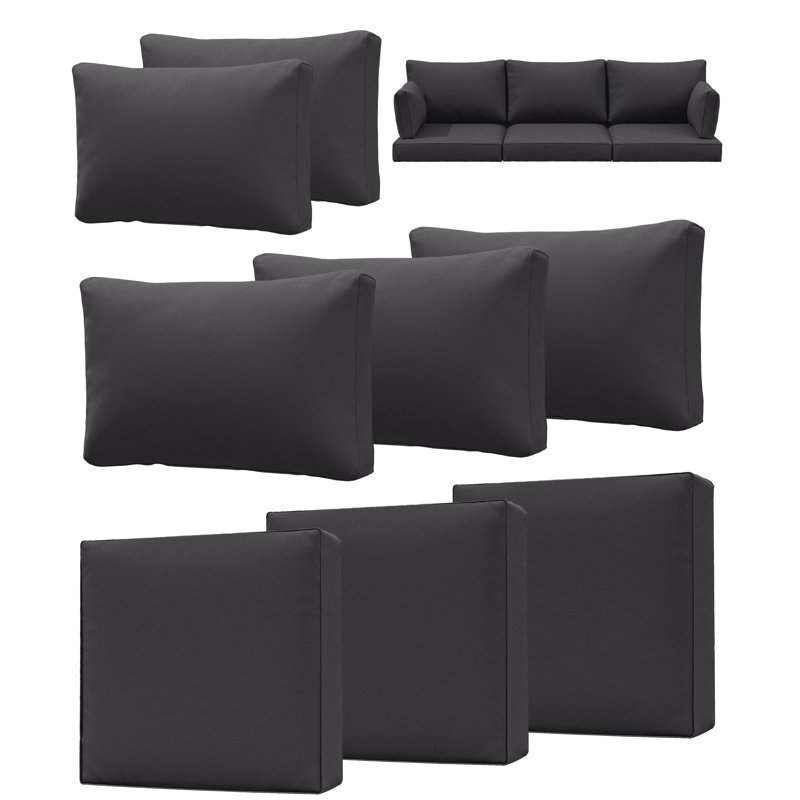 Coussin de siège / dossier de remplacement pour l'extérieur de 4 po d'épaisseur (ensemble de 3 sièges, 3 dossiers, 2 dossiers courts)