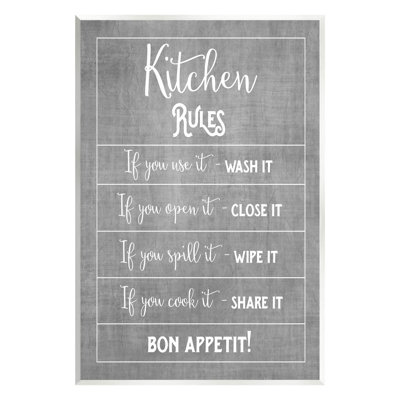«Kitchen Rules Bon Appetit Sign» par Amanda Murray - impression sans cadre sur panneau de fibres à densité moyenne