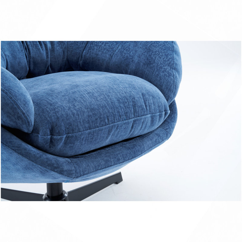 Fauteuil d'appoint pivotant rembourré, Chenille bleue marine