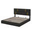 Grand lit plateforme tapissier en tissu avec mécanisme de rangement à levage hydraulique-522757690
