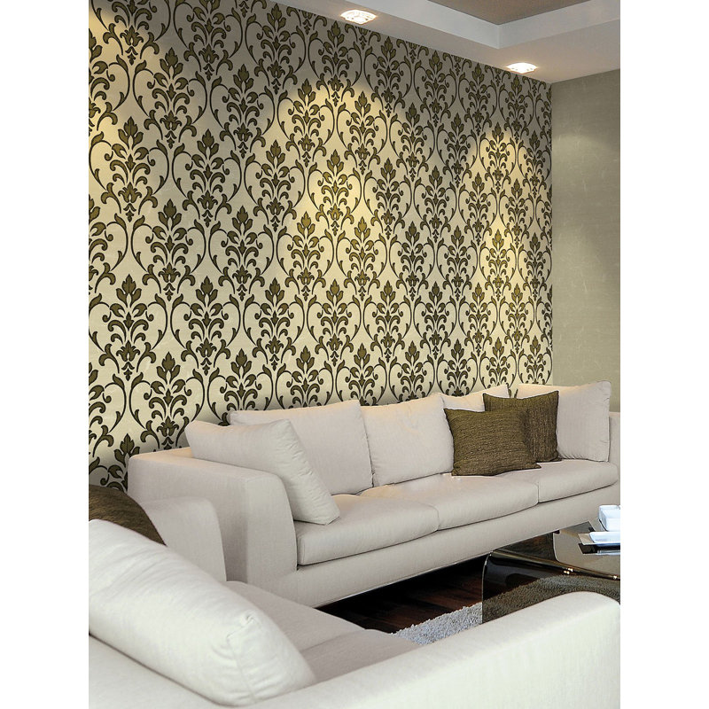 Rouleau de papier peint en relief Asberry, Or, brun chocolat