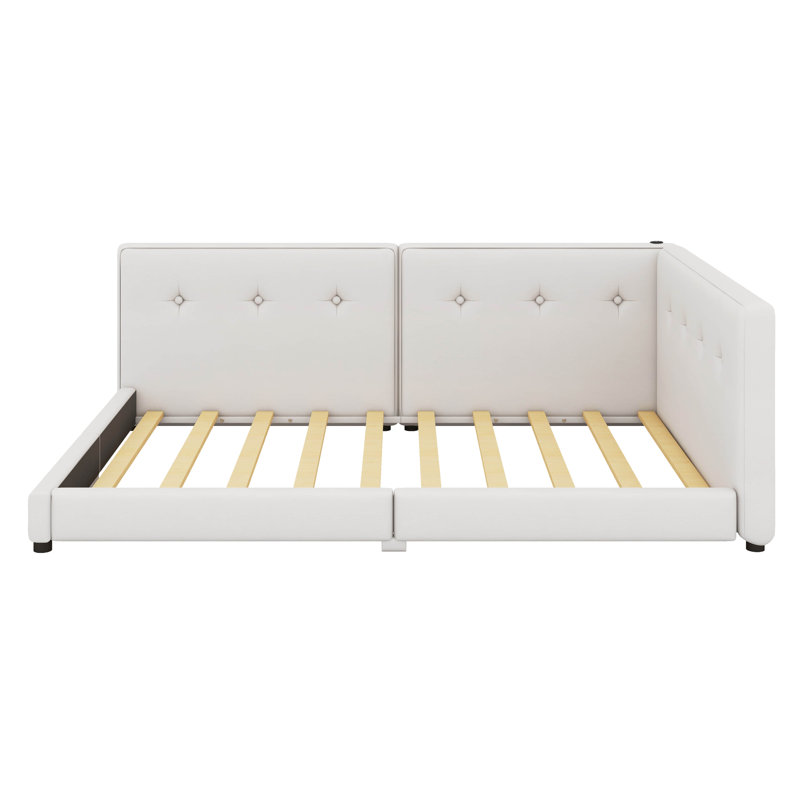 Lit plateforme tapissier pleine grandeur avec ports USB