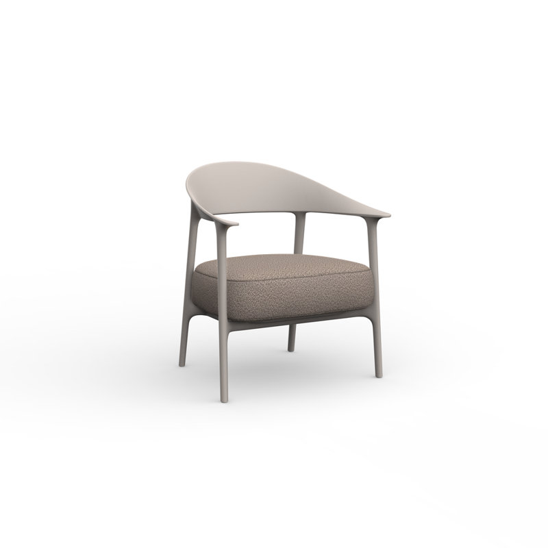 Africa Upholsetered Low Armchair, Fisterra Tortora 10135 Cushion/Tortora Frame