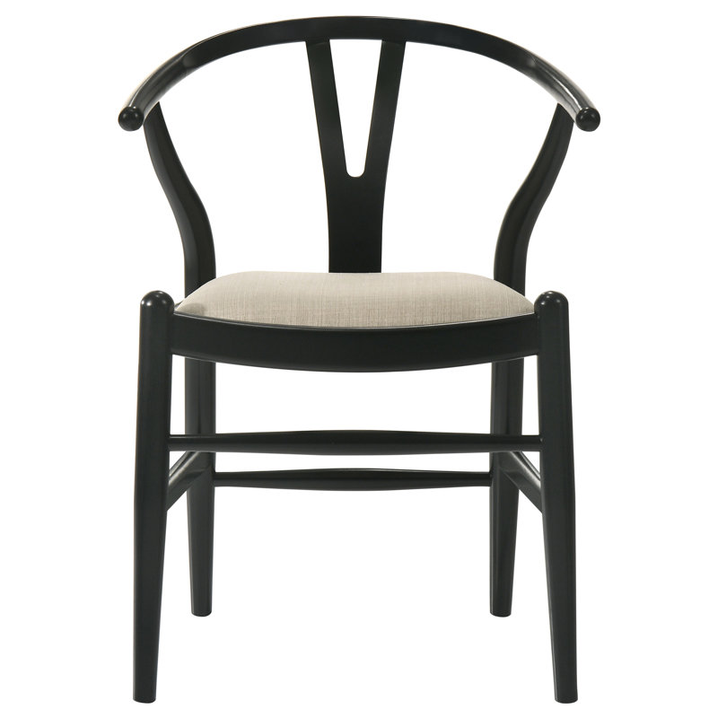 Kather Wood Wishbone Dining Side Chair Black, Beige, Black
