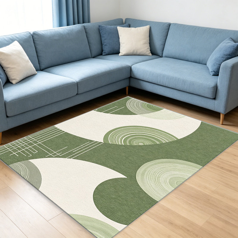 Modern Art Deco Green area rugs for Living Room, Soft and Comfortable, Suitable for all seasons, easy to maintain, machine washable Indoor floor mat, Under Table Farmhouse suitable for Bedroom, Dining Room, Study,  Balcony, Home Decor Patio