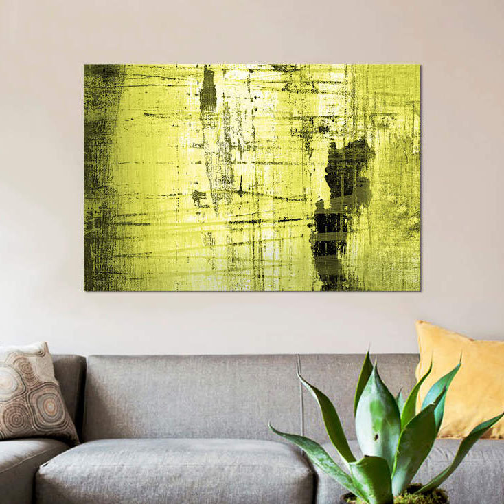 « vertical lime », impression sur toile, H 18 po x l 26 po x P 1,5 po, Pas de tapis, Toile tendue