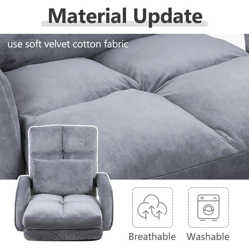 Isabelle & Max Adjustable Reclining Ergonomic Swiveling Floor Game Chair in Grey, Grey