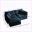 Canapé modulaire 2 places en L avec repose-pieds pour petits espaces | Chenille bleu marine-537986924