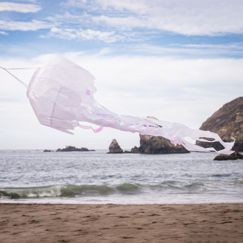 Iridescent Jellyfish 3D Windsock, 44" H x 12" W, White
