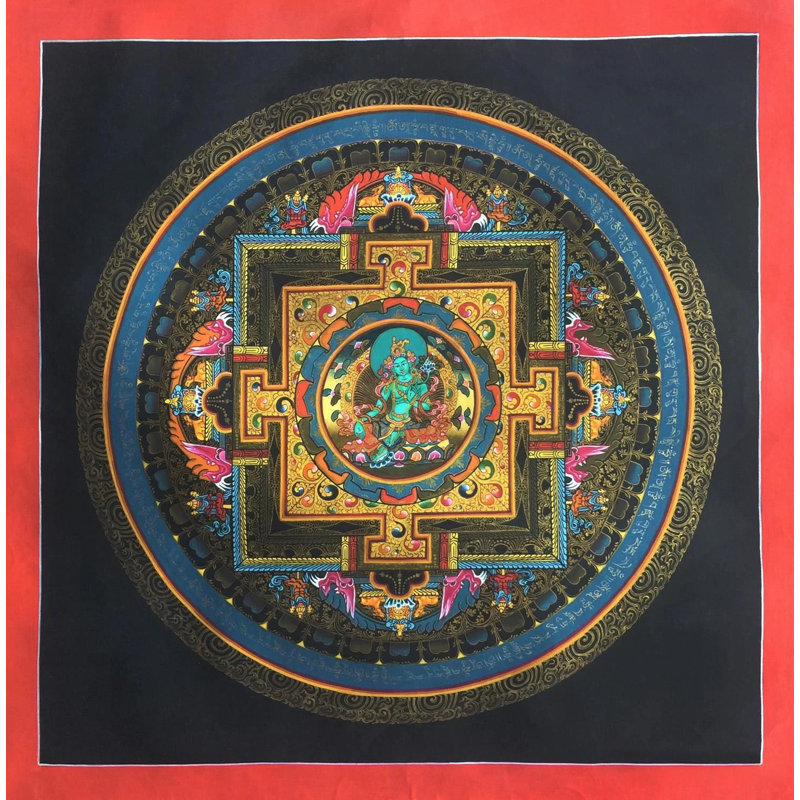 Vert Tara Mandala Thangka (Thangka sans brocart)