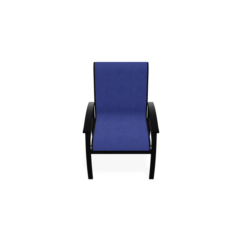 Chaise de patio Askar, Atlantis bleu royal Sunbrella®, Noir, Noir texturé