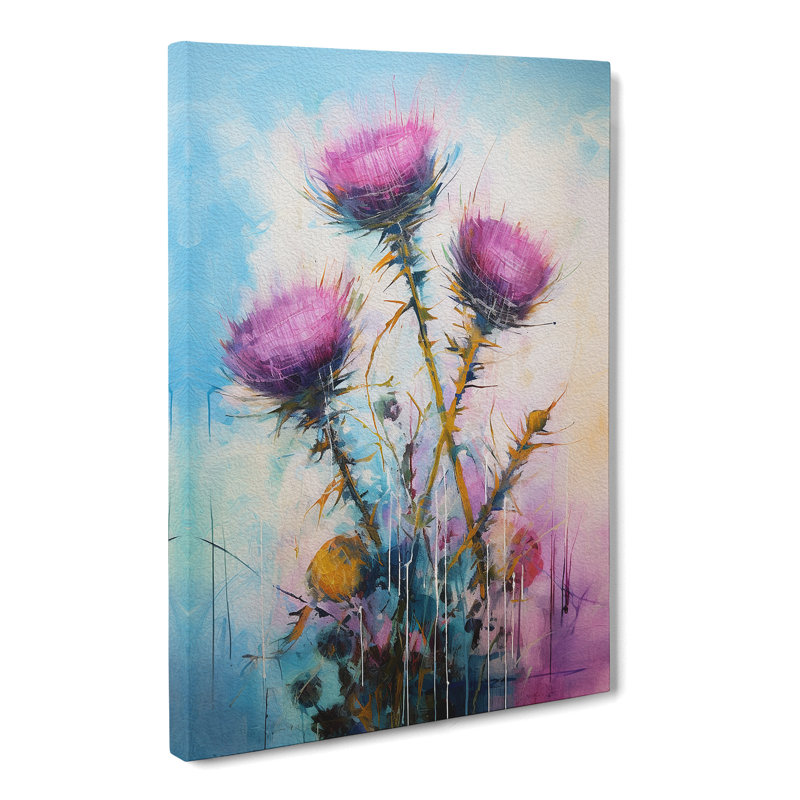 Thistle Action Painting - Wrapped Canvas, 76cm H x 50cm W x 3cm D