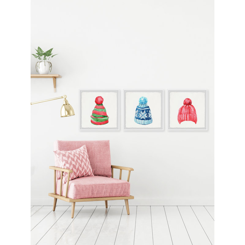 Chaney Winter Hats - 3 Piece Single Picture Frame Painting, 81cm H x 244cm W x 3.81cm D