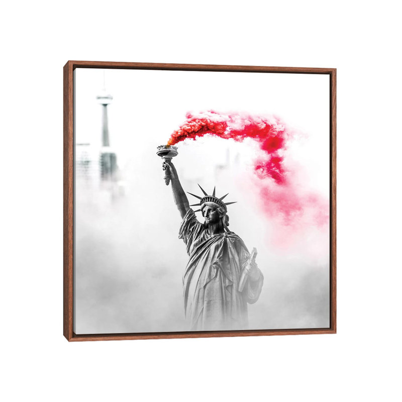 Statue Of Liberty by Paul Haag - Print on Canvas, 45.72 cm H x 45.72 cm W, Classic Brown Wood Framed