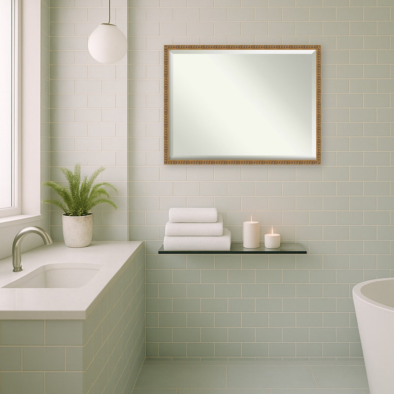 Miroir mural de salle de bain Patrick, L 19,25 po x H 25,25 po, Or Bradford