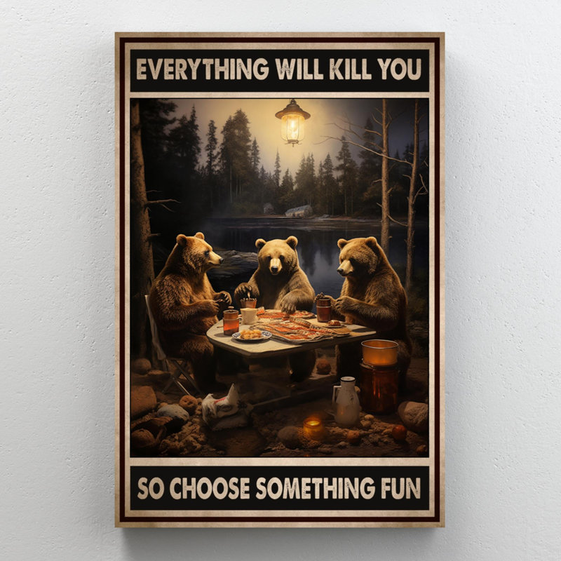 Bears Camping Choisissez quelque chose d'amusant, H 14 po x l 11 po x P 1,25 po