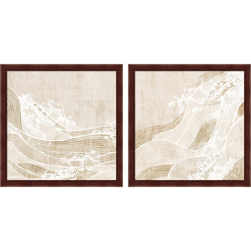 «Tidal Waves» par Eva Watts, art encadré (ensemble de 2)