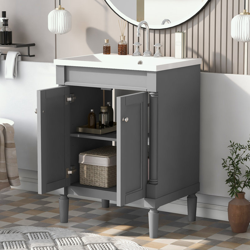 Rangement pour salle de bain Pollark, Gris, Argent argent