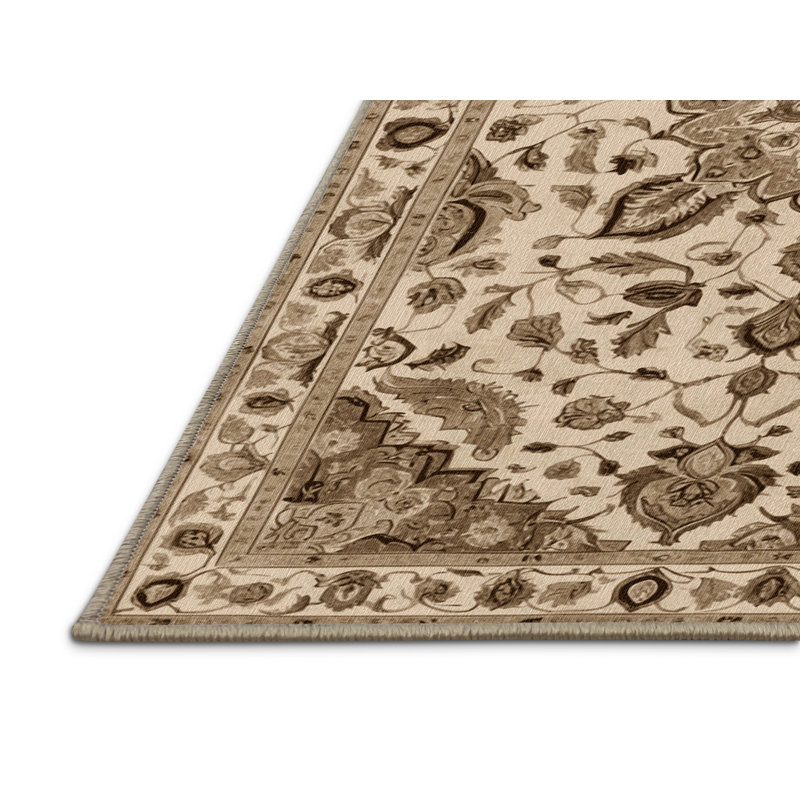 Tapis beige Tabriz lavable à la machine, Rectangulaire 7 pi x 10 pi