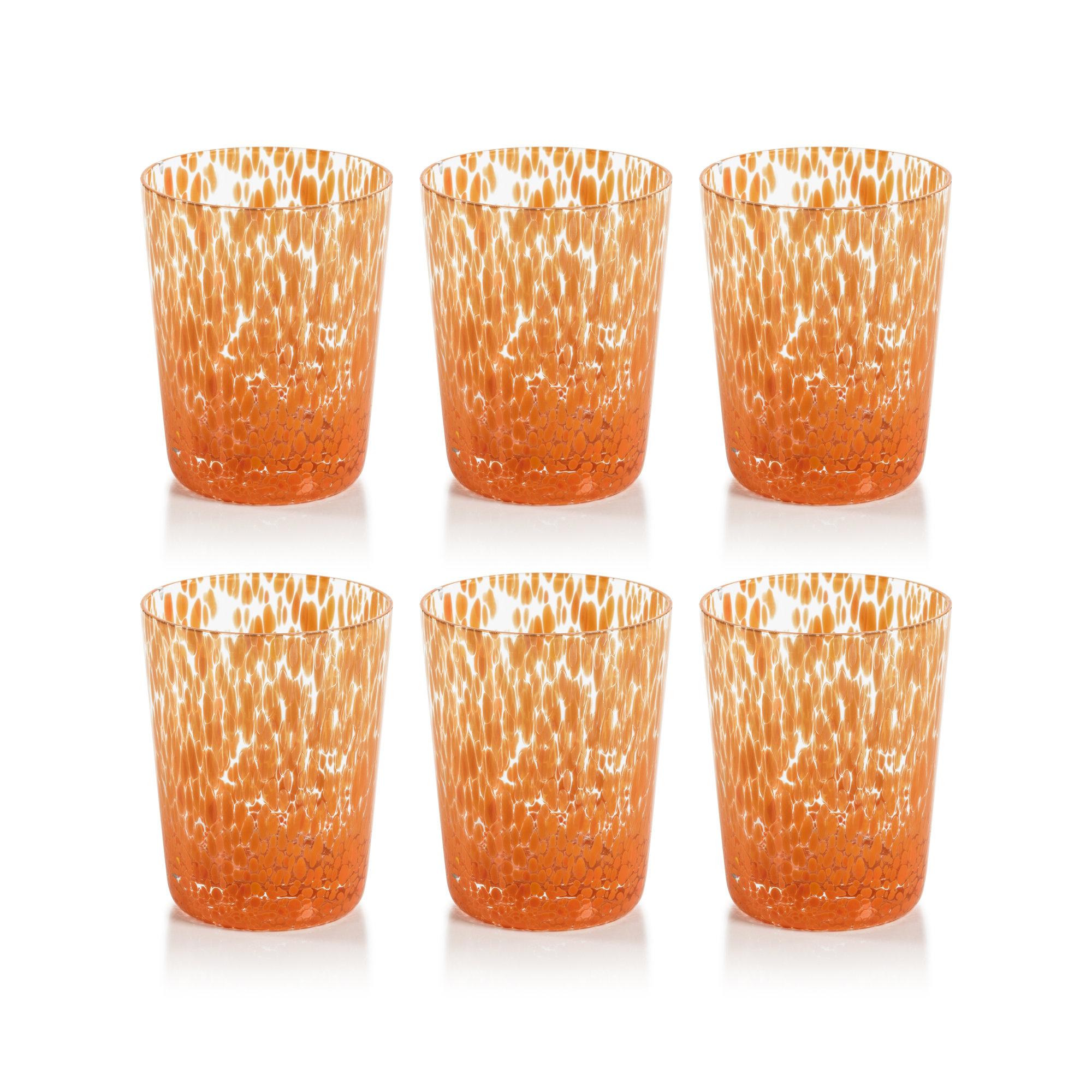 Buck Speckled Glass Tumblers, Set of 6, Orange