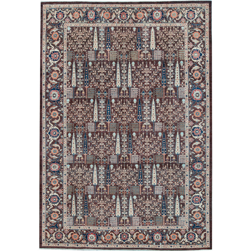 Tapis brun de haute qualité noué à la main