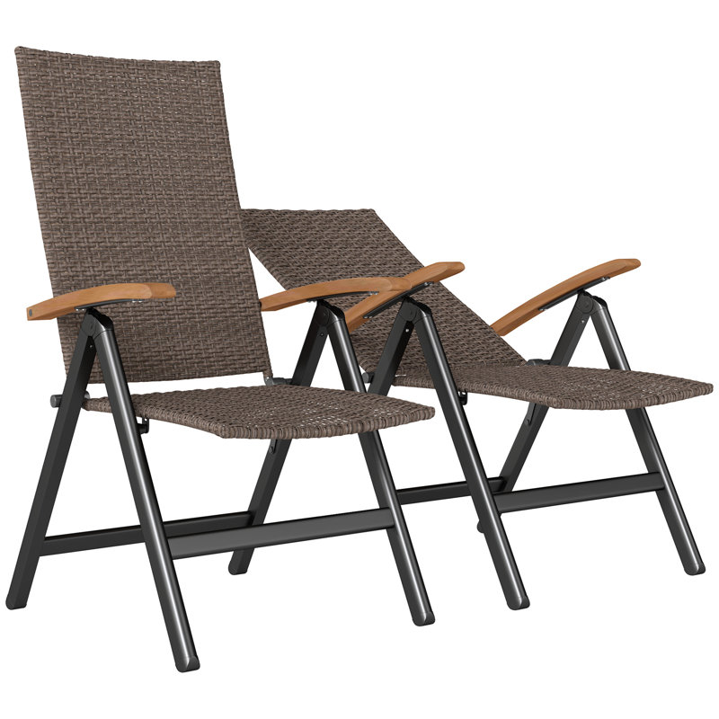 Folding Patio Dining Armchair, Brown