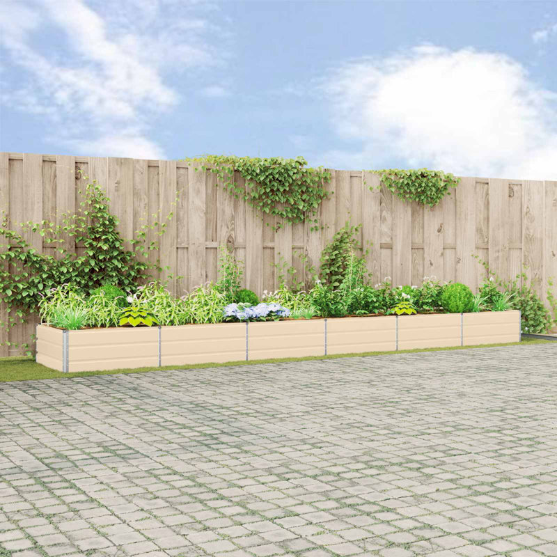  Planter Galvanised Steel, 45cm H x 580cm W x 100cm D, Ivory