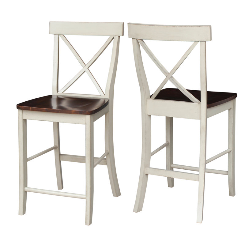 Tabouret de bar et de comptoir Guzik, Espresso, amande antique, Tabouret de comptoir (assise de 24 po de hauteur)