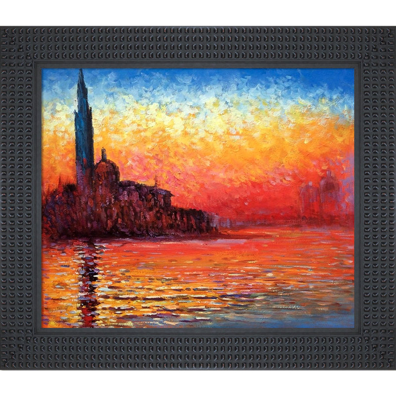 Madame Monet et son fils par Claude Monet avec du noir, H 26,5 po x l 30,5 po x P 2 po, Bronze veine d'or arrondi