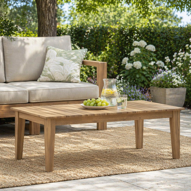 Table basse d'extérieur en bois d'acacia